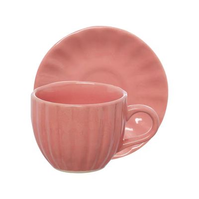Jogo de Xícaras para Chá Bella com Pires Rosa 150ml 4 Peças Hauskraft Vermelho