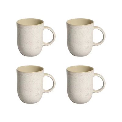 Conjunto de Xícaras Grandes Coup Latte em Cerâmica Stoneware Off-White 330ml 4 Peças Porto Brasil Bege