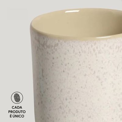Conjunto de Xícaras Grandes Coup Latte em Cerâmica Stoneware Off-White 330ml 4 Peças Porto Brasil Bege