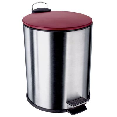 Lixeira com Pedal LIX2287-VM em Inox e PP 5L Euro Home Vermelho com Inox