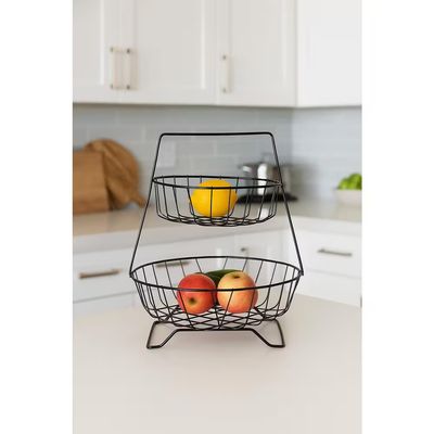 Fruteira de Mesa 613 2 Andares com Pedestal Utimil Preto