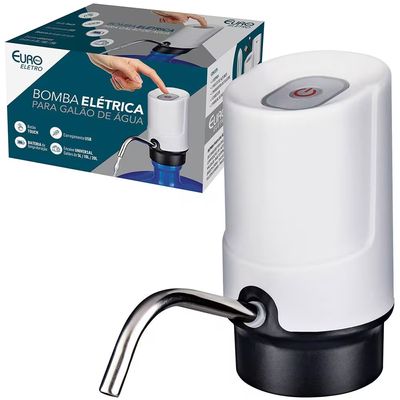 Bomba Elétrica para Galão de Água Branca Encaixe Universal com Cabo USB e Mangueira de Silicone Euro Branco