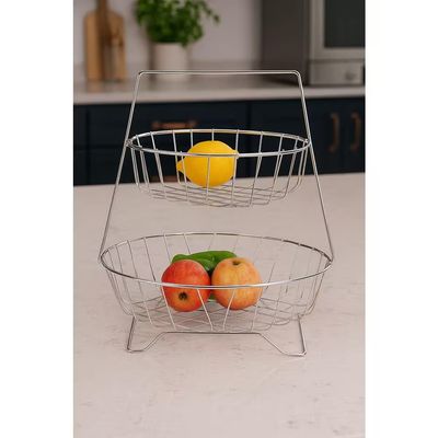 Fruteira de Mesa 613 2 Andares com Pedestal Utimil Prata