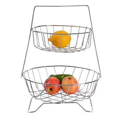 Fruteira de Mesa 613 2 Andares com Pedestal Utimil Prata