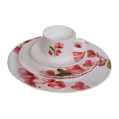 Aparelho de Jantar Opal Serena 20 Peças Hauskraft Vermelho com Branco