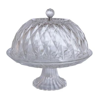 Prato para Bolo Sutil com Pedestal em Vidro Hauskraft Transparente