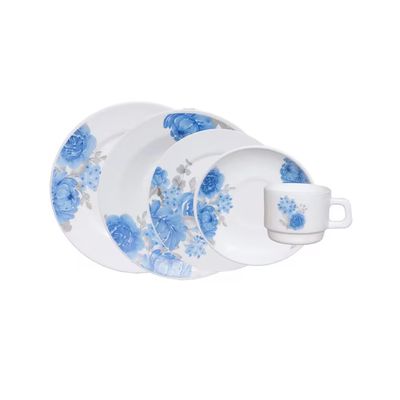 Aparelho de Jantar 20 peças em Opaline Recanto Floral Hauskraft Branco com Azul