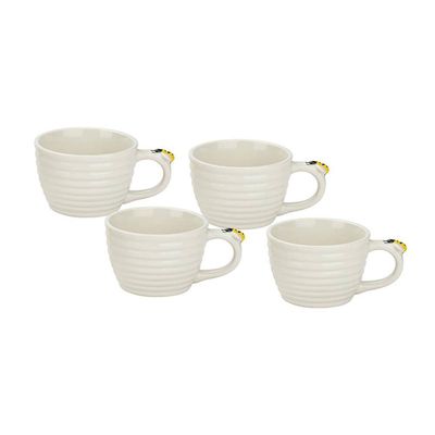 Conjunto de Xícaras para Chá Hauskraft Bee em Porcelana 230 ml Branca 4 Peças n/a