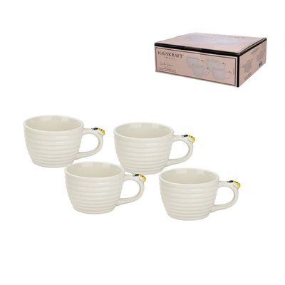 Conjunto de Xícaras para Chá Hauskraft Bee em Porcelana 230 ml Branca 4 Peças n/a