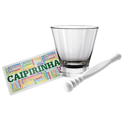 Kit Caipirinha Euro Sabores em Vidro 3 Peças VDR0632SB Branco