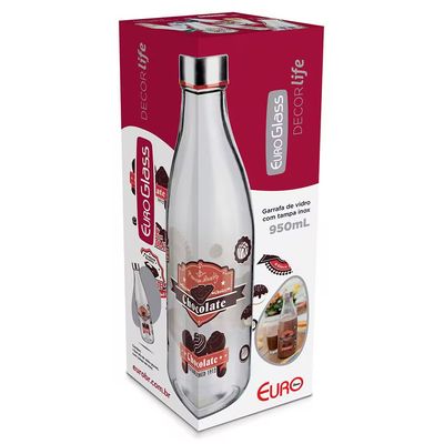 Garrafa para Leite Premium Quality Chocolate 950ml Euro Transparente