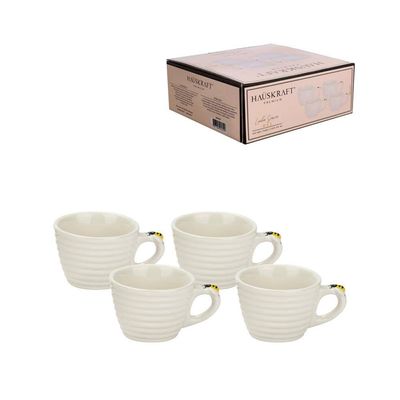 Conjunto de Xícaras para Café Hauskraft Bee em Porcelana 90 ml Branca 4 Peças n/a