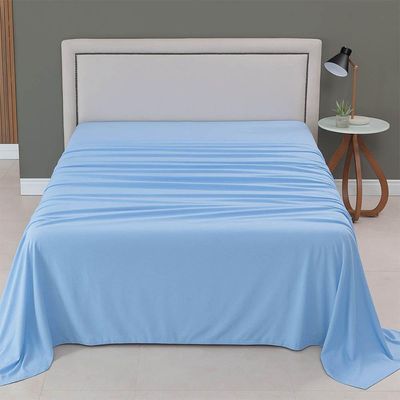 Lençol De Cima Avulso Minimal Liso Solteiro 01 Peça Malha 100% Algodão - Azul Claro