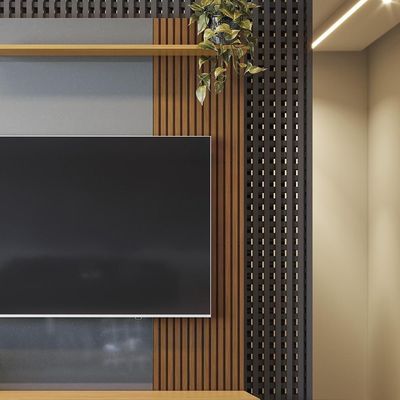 Rack Home Painel Chicago - Mdf Rodízios E Portas De Correr Para Até 60" Tauari-cinza Perolizado - Lukaliam Móveis