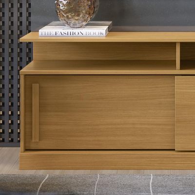Rack Home Painel Chicago - Mdf Rodízios E Portas De Correr Para Até 60" Tauari-cinza Perolizado - Lukaliam Móveis