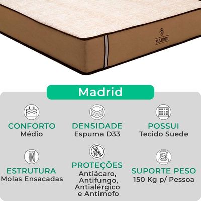 Cama Box Baú King Cinza E Colchão Madrid Molas Vstore
