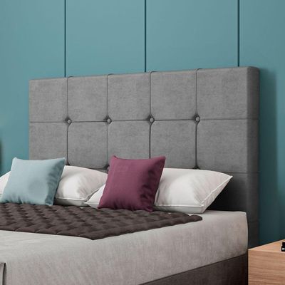 Cabeceira Estofada Queen 160 Cm Safira Veludo Cinza