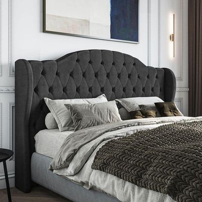 Cabeceira Estofada Queen 160 Cm Cristal Veludo Preto