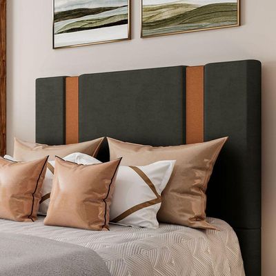 Cabeceira Estofada Casal 140 Cm Ametista Veludo Marrom