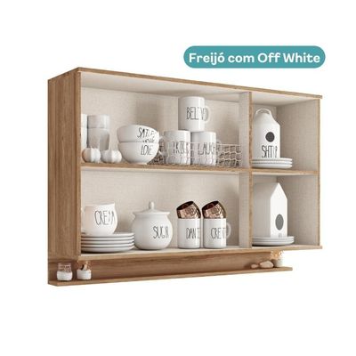Armário Aéreo De Cozinha Miami 1200mm 3 Portas C Porta Temperos Carraro Freijó Com Off White