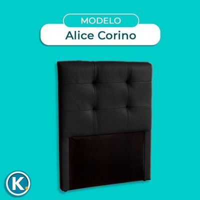 Cabeceira Estofada Solteiro Alice Nature Material Sintético Preto 88x136