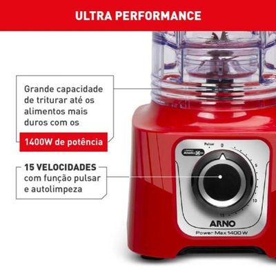 Liquidificador Arno Power Max 1400W Vermelho 110V