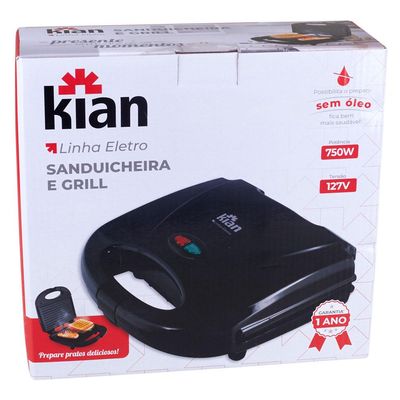 Sanduicheira Grill Kian 750W Preta 127V Preto / 127V