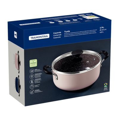 Caçarola Tramontina Tunis em Alumínio 24 cm 4,8 L Cerâmico Rosa Trufado