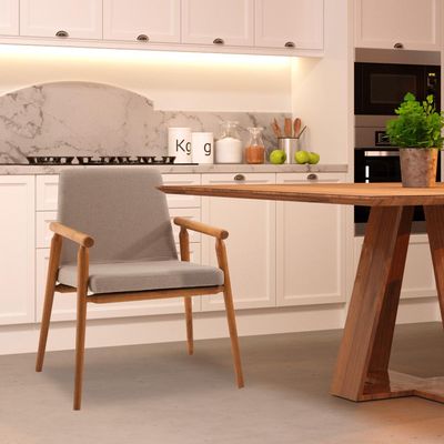Kit 3 Cadeiras Decorativa Sala de Jantar Sidnei Linho Bege - Gran Belo