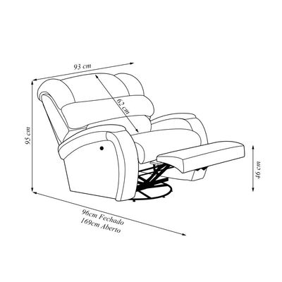 Poltrona do Papai Sala de Cinema Reclinável Kylie Glider Manual Giratória Massagem USB Linho Chumbo G23