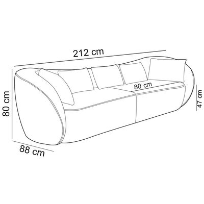 Sofá 3 Lugares Para Sala Living Orgânico 212cm Eça P08 Bouclê Branco - Lyam Decor