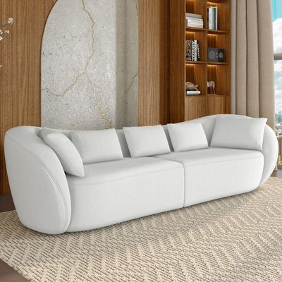 Sofá 3 Lugares Para Sala Living Orgânico 212cm Eça P08 Bouclê Branco - Lyam Decor