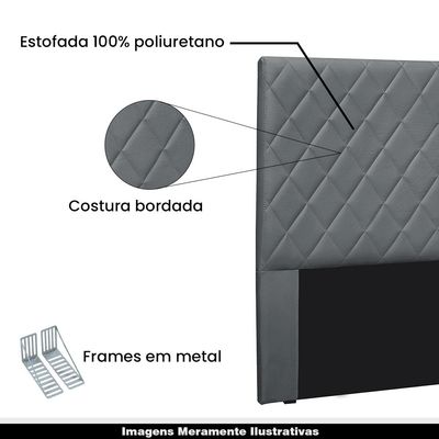 Cabeceira Decorativa Queen Size 1,60M Baelon Veludo Cinza - Gran Belo