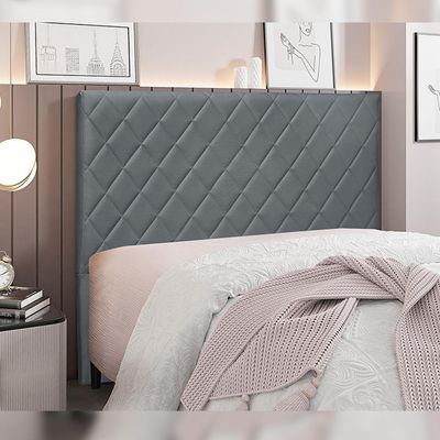 Cabeceira Decorativa Queen Size 1,60M Baelon Veludo Cinza - Gran Belo