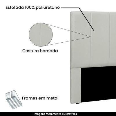 Cabeceira Decorativa Casal 1,40M Erza Veludo Prata - Gran Belo