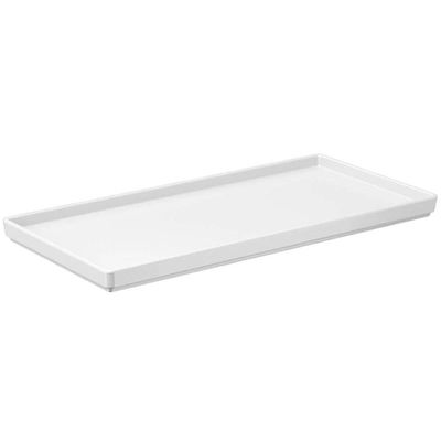 Kit Bandeja Decorativa Branca e Porta Escova de Dentes Cinza Plástico Banheiro Lavabo