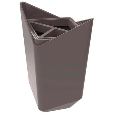Kit Bandeja Decorativa Branca e Porta Escova de Dentes Cinza Plástico Banheiro Lavabo