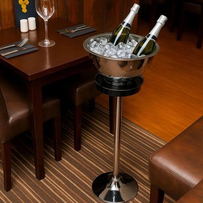 Conjunto 5 Suportes Balde de Gelo Arienzo Brinox Inox 20x60,5cm Champanheira de Chão Restaurante Bar