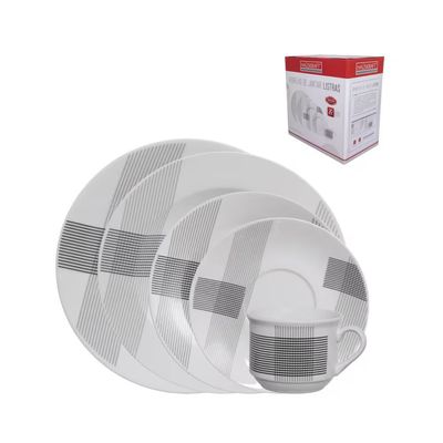 Aparelho de Jantar 20 peças em Porcelana Listras Hauskraft Estampado