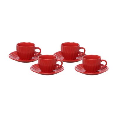 Jogo de Xícaras para Chá Bella com Pires Vermelho 150ml 4 Peças Hauskraft Vermelho