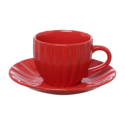 Jogo de Xícaras para Chá Bella com Pires Vermelho 150ml 4 Peças Hauskraft Vermelho
