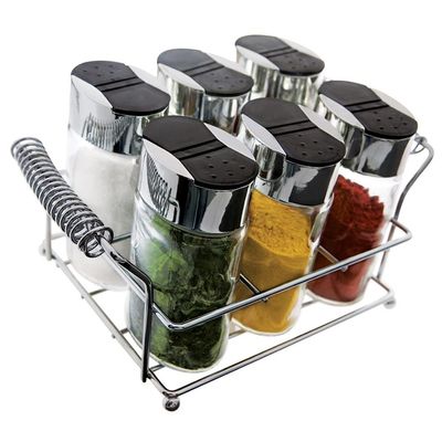Porta Condimentos Oval 6 Peças Euro Home Inox com transparente