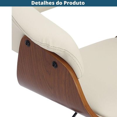 Cadeira Giratória Turim Nicole Fratini Madeira Multilaminada Revestida Pu Nude Base Rodízio