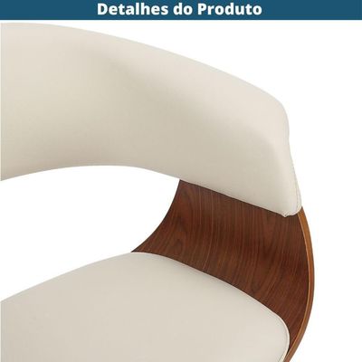 Cadeira Giratória Turim Nicole Fratini Madeira Multilaminada Revestida Pu Nude Base Rodízio