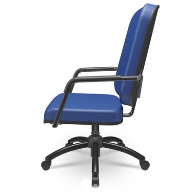 Cadeira De Escritório Giratória Com Braço Preta Magno P03 Vinil Azul - Lyam Decor