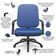 Cadeira De Escritório Giratória Com Braço Preta Magno P03 Vinil Azul - Lyam Decor