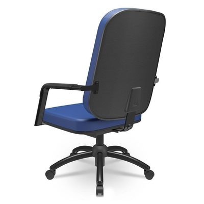 Cadeira De Escritório Giratória Com Braço Preta Magno P03 Vinil Azul - Lyam Decor