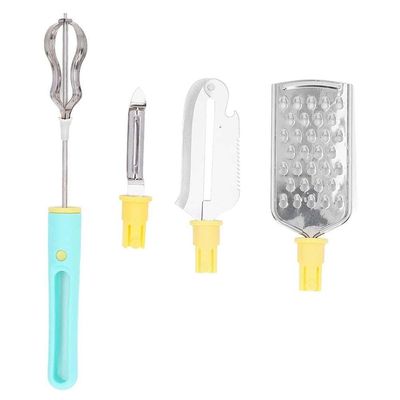 Conjunto Utensilios De Cozinha 4 Em 1 Ralador Faca Batedeira Descascador Aço Inox