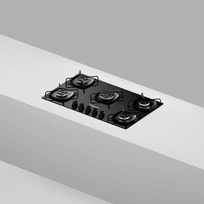 Cooktop 5 Bocas A Gás Continental Mesa De Vidro Preto Com Acendimento Automático KC5GR Bivolt