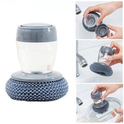 Escova Limpeza Com Dispenser Detergente Palha De Aço Cozinha Esponja Limpa Panela